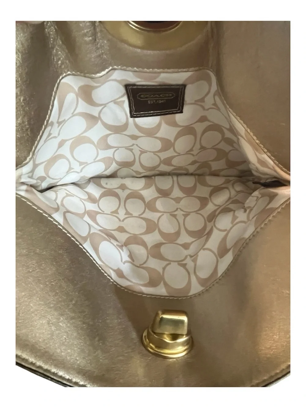 Vintage Coach Madeline 13680 Metallic Gold Fold Over Clutch